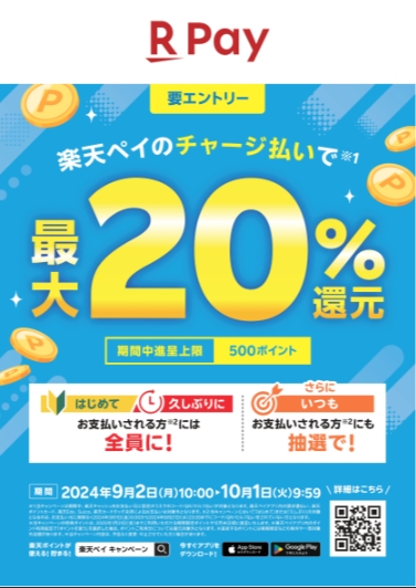 楽天Pay最大20%キャッシュバックキャンペーンスタート!